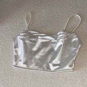 Windsor Shimmering Silver Satin Crop Top